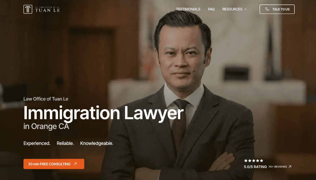 TuanLeLaw.com — The new website we designed and built, launched November 2025