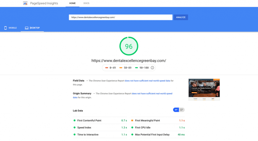 Google PageSpeed Insight Desktop Dr. Brusky